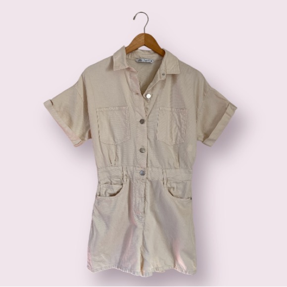 Zara Denim Utility Romper - Picture 1 of 4
